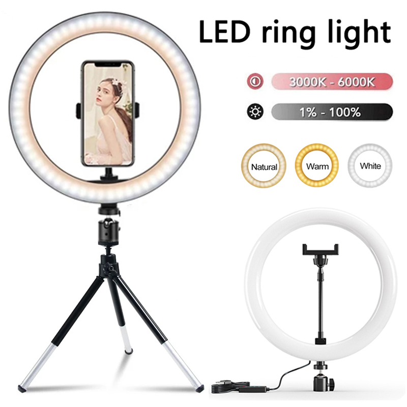 Photography Lighting Youtube - 12インチLEDリングライト写真撮影用照明電話リングライト三脚スタンド付きUSBラウンドフィルライトYoutube電話ビデオライブ用