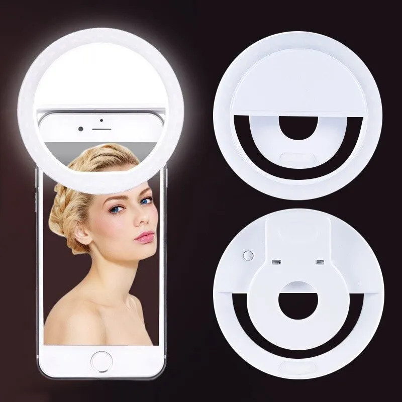 Photography Lighting Background - USB充電式LEDリングライト,電話クリップ,写真,ビデオ,iPhone, Samsung, Xiaomi用