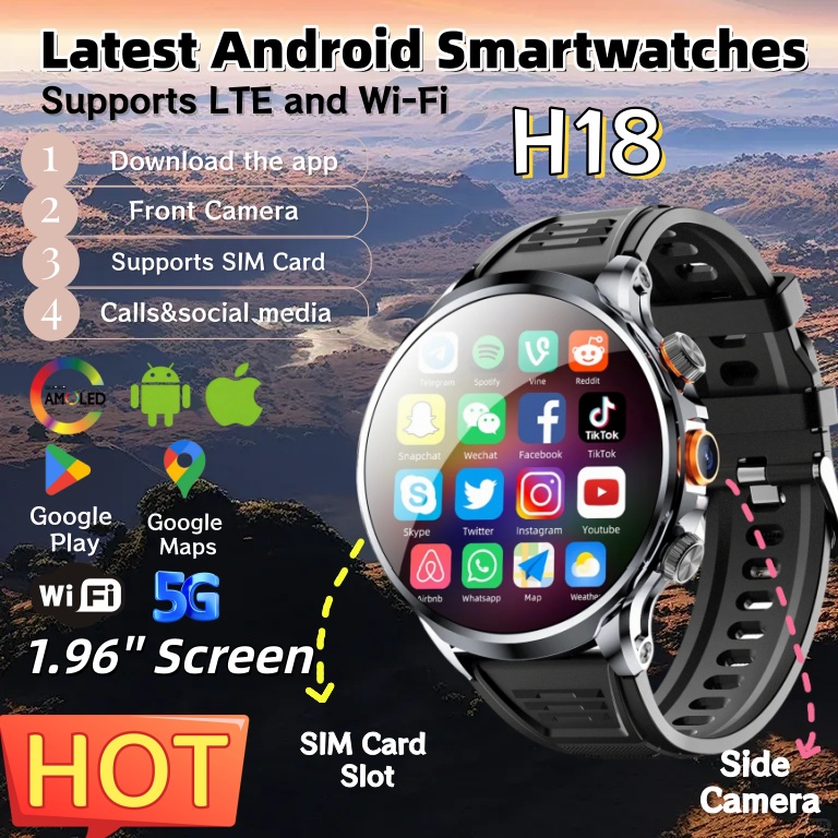 Photography Lighting Gel - 新型4G Android H18スマートウォッチ 1.95インチ 490*490大画面カメラ ビデオ通話対応