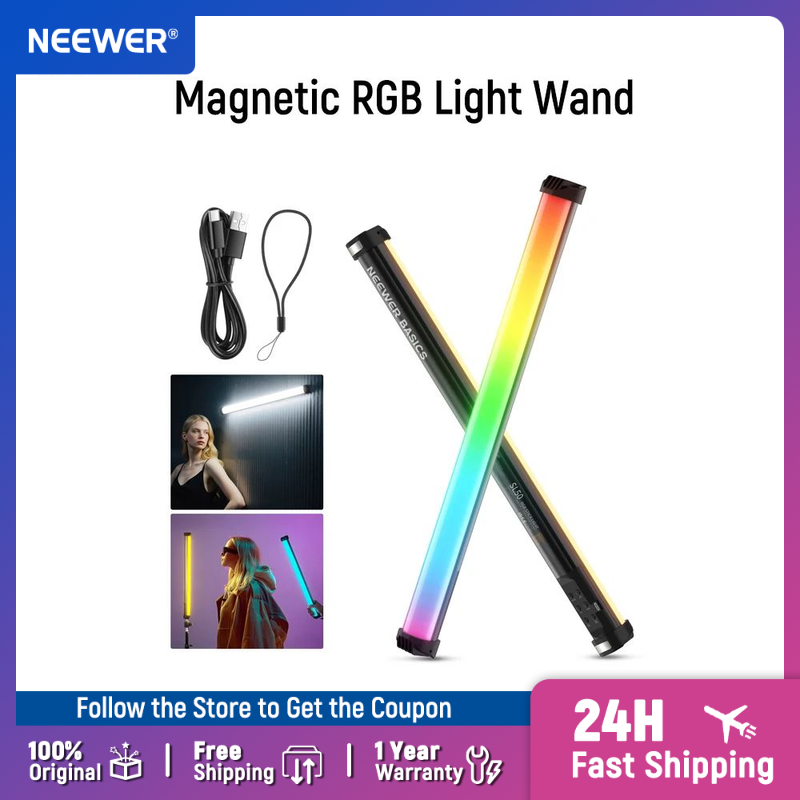 Photography Lighting Youtube - NEEWER ベーシック 21インチ 磁気RGBライトワンド LEDハンドヘルドビデオチューブ照明スティック スタジオ写真撮影