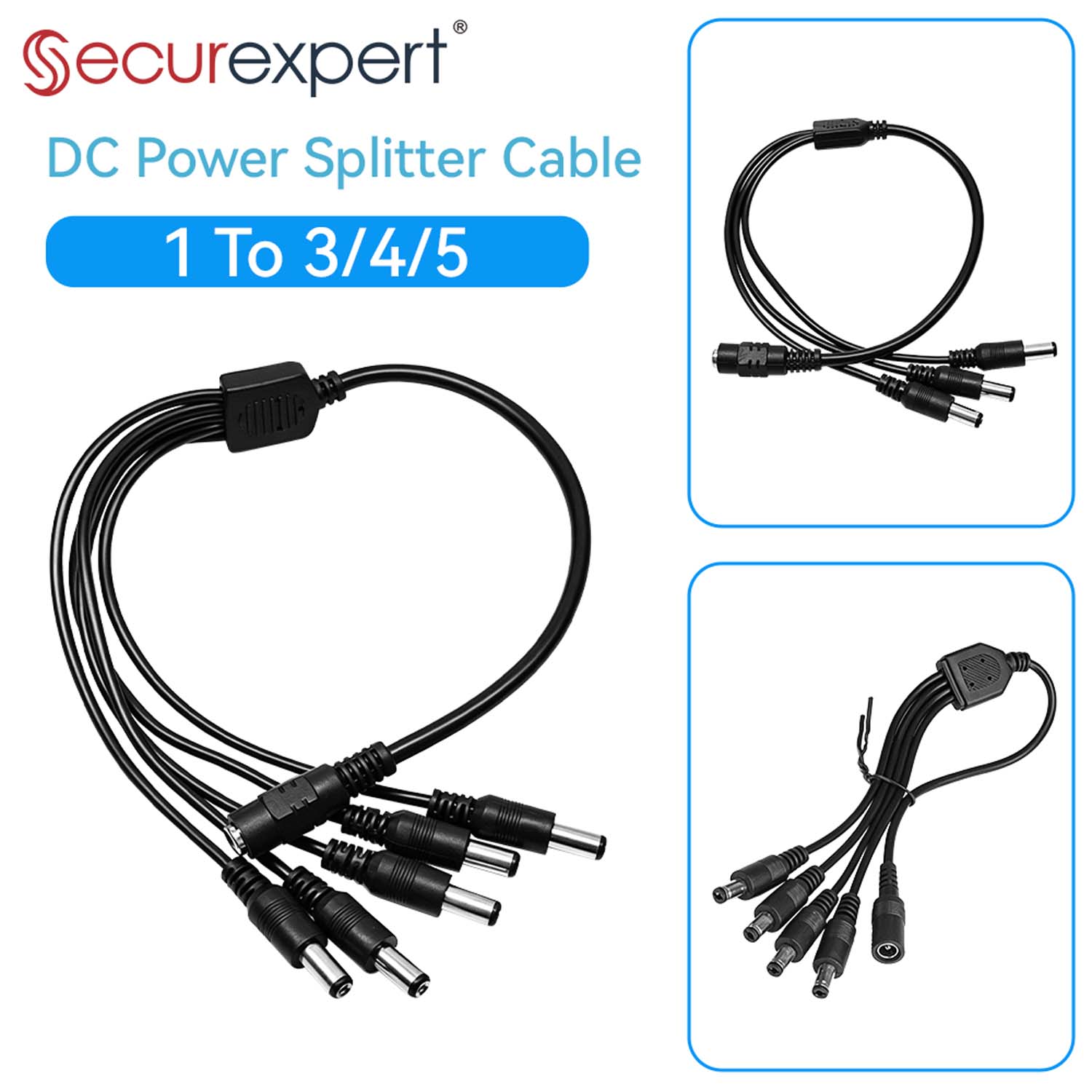 Photography Led Lighting Kit - 5.5x2.1mm 1～3/4/5ウェイDC電源アダプターケーブル 5V 12V CCTVカメラ、LEDストリップライト、セキュリティカメラ、DVR、NVRシステム用