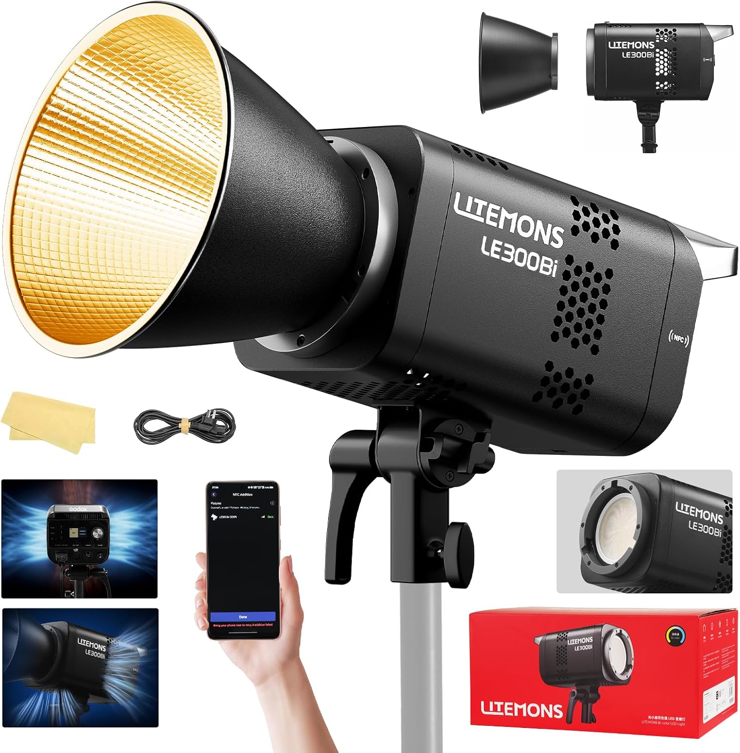 Photography Lighting Youtube - RGB LEDビデオ照明キット、3個セットのスタジオビデオライト（パネル付き）、アプリ制御、3200K-5600K、8つのシーンライトモード、YouTube写真撮影照明用