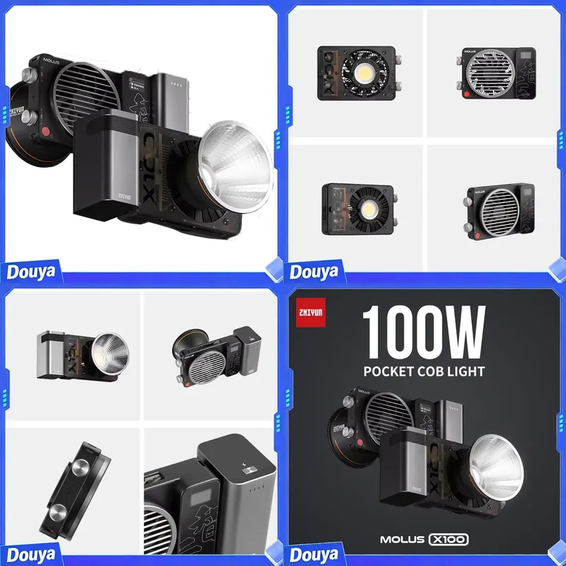 Photography Lighting For Outdoors - ZHIYUN Molus X100 100W COB LEDライト。写真撮影やビデオ撮影用の屋外照明。ハンドヘルドで持ち運び可能な小型ライト。