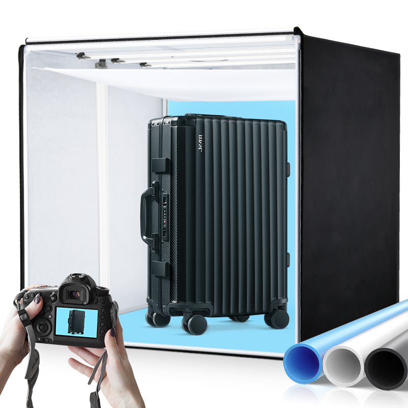 Photography Led Lighting Kit - 写真スタジオ,プロのテーブルランプ,3つのLEDライト,0〜100% 輝度,120x100x120cmの写真スタジオ