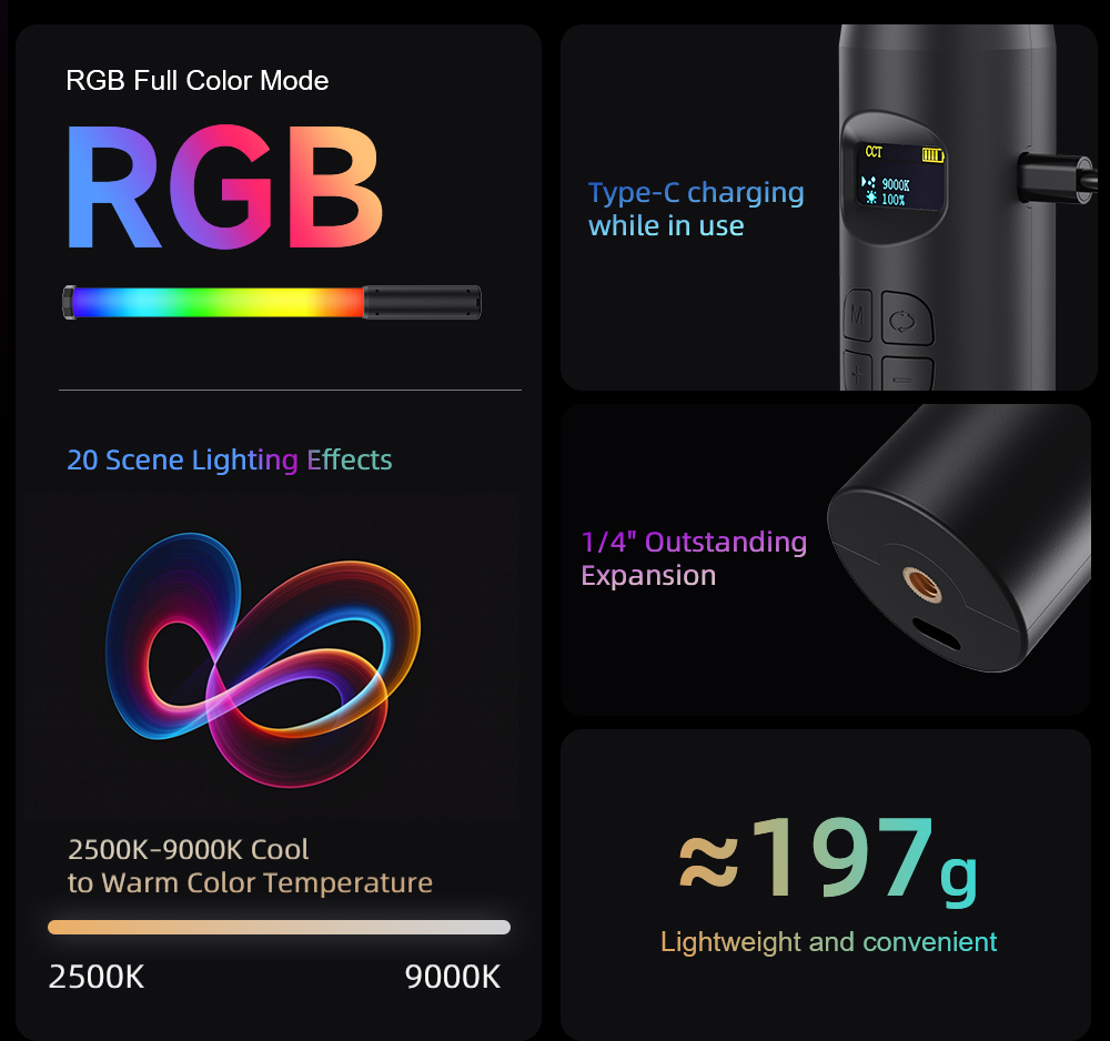 LUXCEO P300 RGBチューブライト 5W 380L - Photography Lighting Youtube のレビューと価格