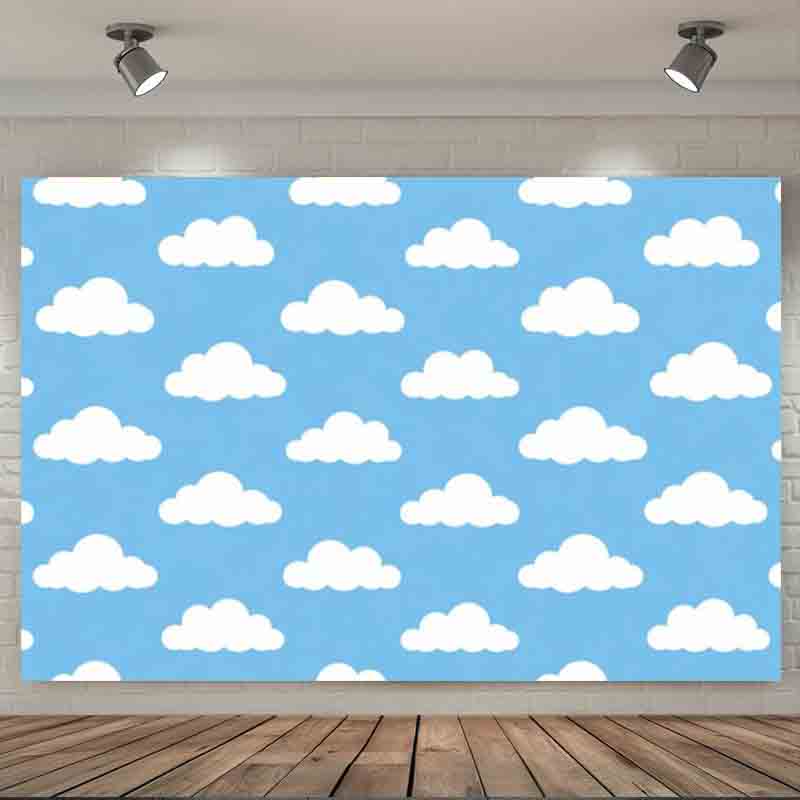漫画風のシンプルな青空と白い雲の写真背景、新生児や子供の誕生 - Photography Lighting Background のレビューと価格
