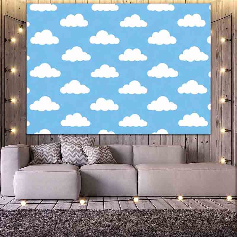 漫画風のシンプルな青空と白い雲の写真背景、新生児や子供の誕生 - Photography Lighting Background のレビューと価格