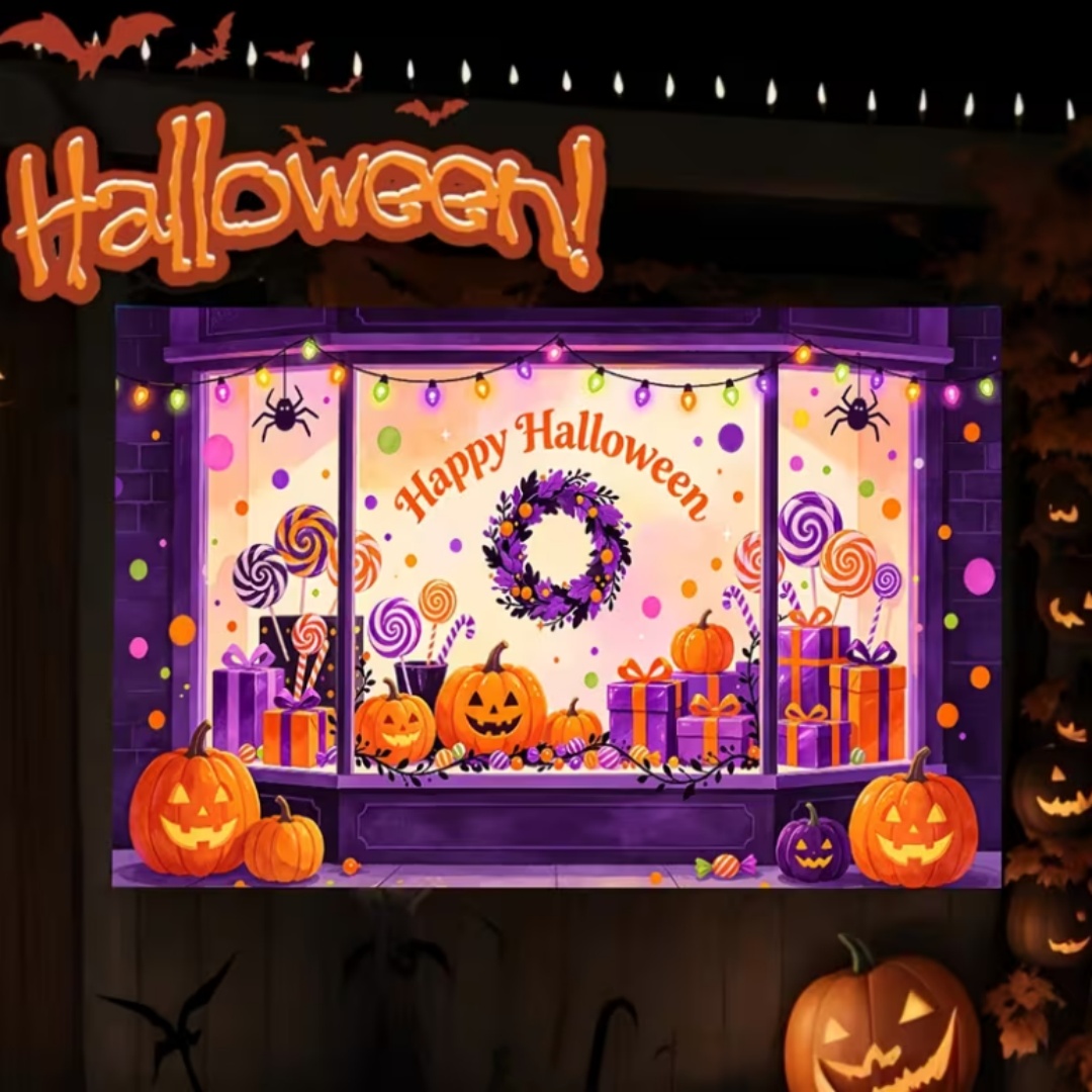 パープルハロウィンショップテーマパーティーデコレーション背景 - Photography Lighting Background のレビューと価格