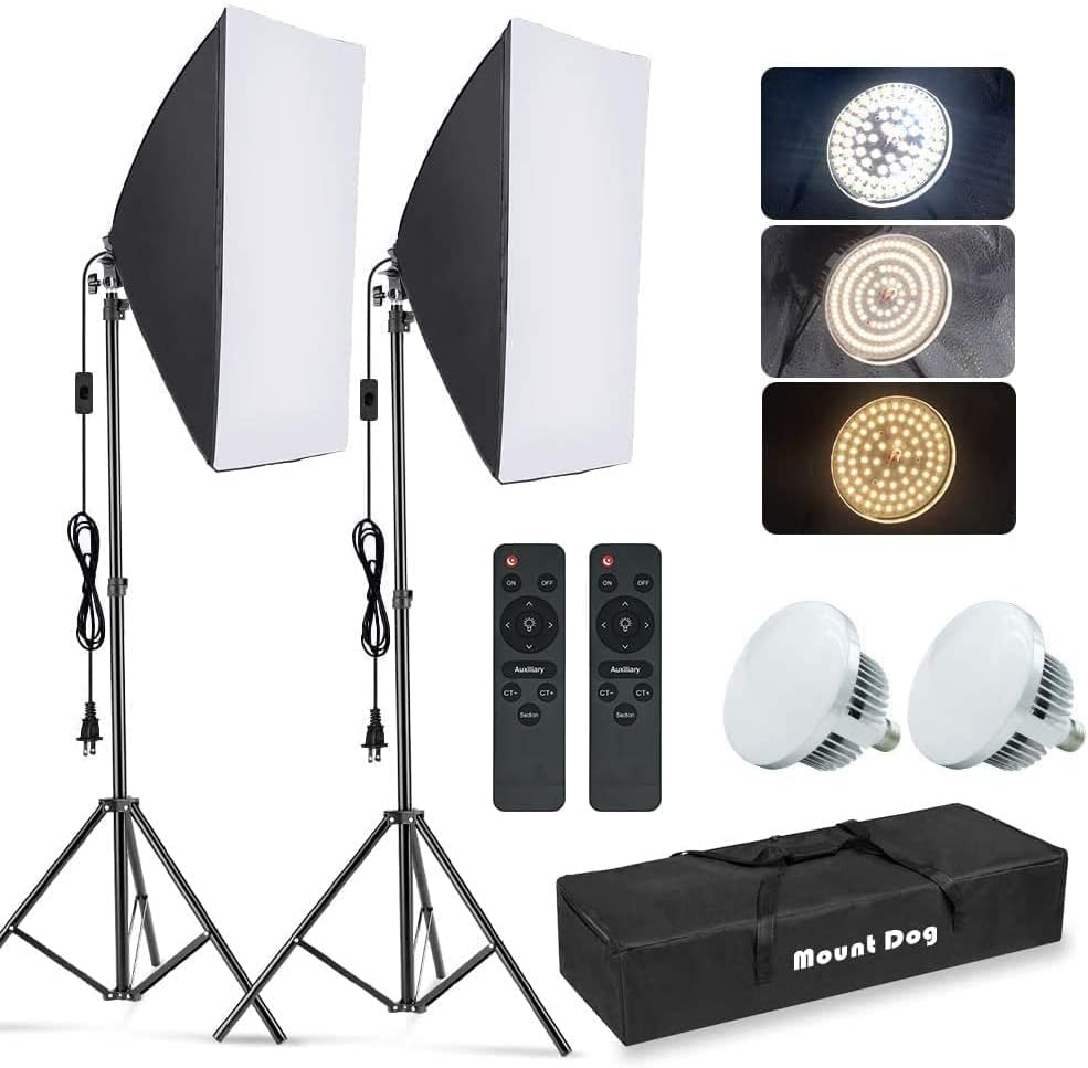 写真用ソフトボックス照明キット、2個セット 19.7インチ  - Photography Led Lighting Kit のレビューと価格