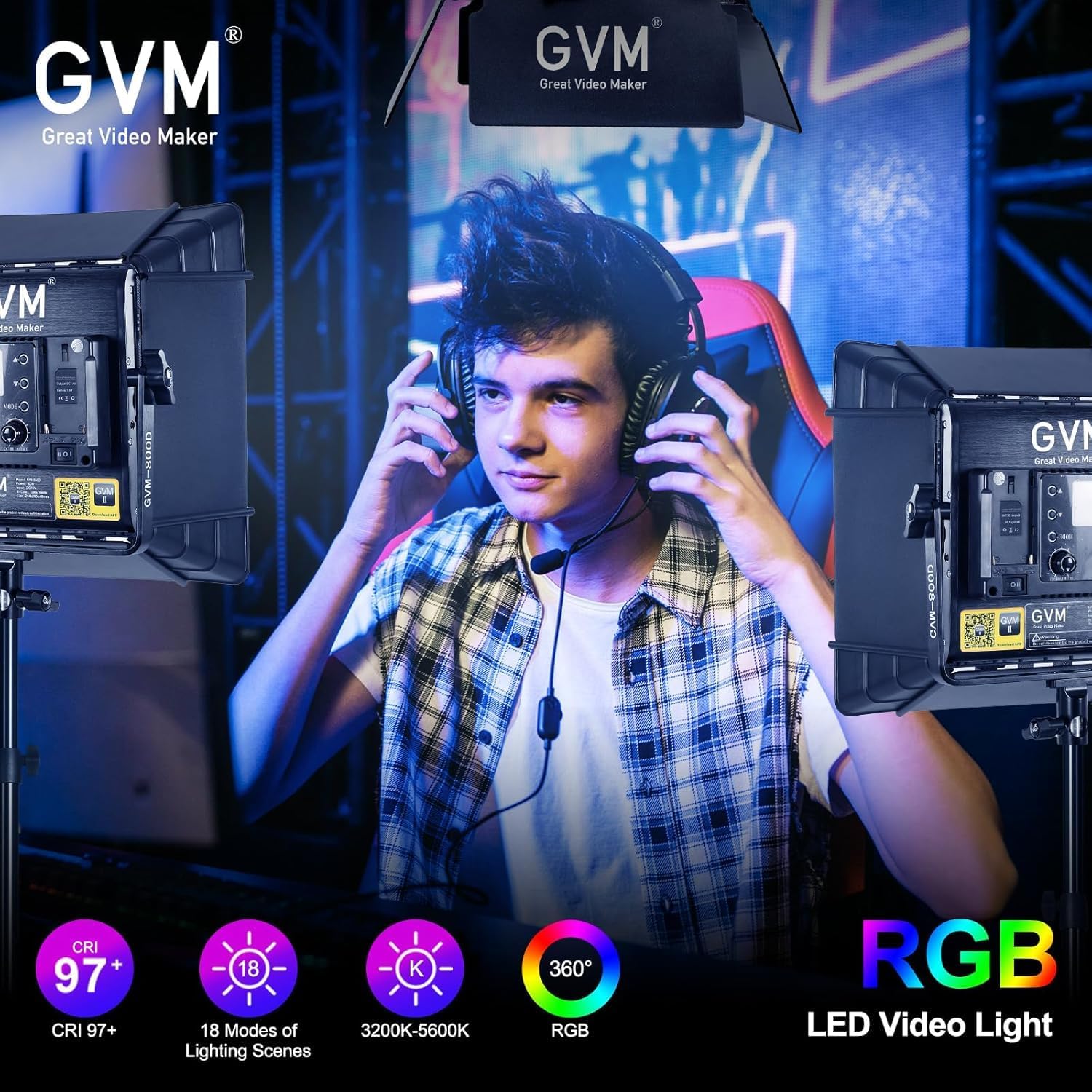 RGB LEDビデオ照明キット、3個セットのスタジオビデオラ - Photography Lighting Youtube のレビューと価格