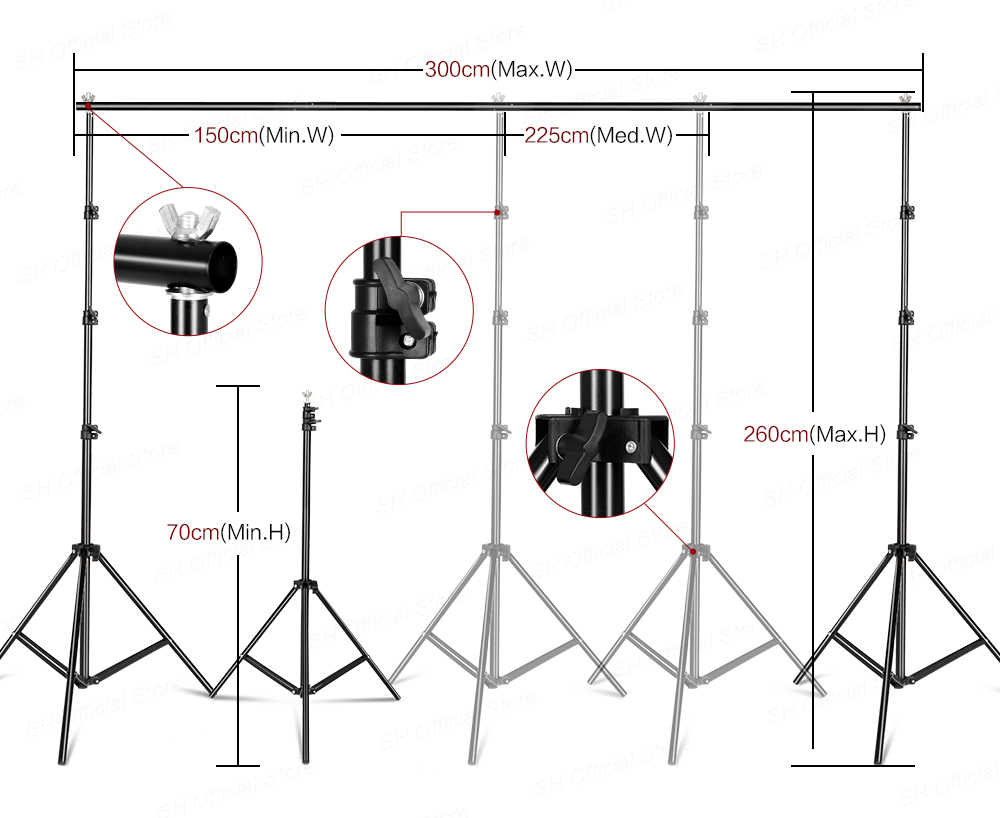 写真撮影用ソフトボックス照明キット、2.6x3m背景フレーム - Photography Lighting Uk のレビューと価格